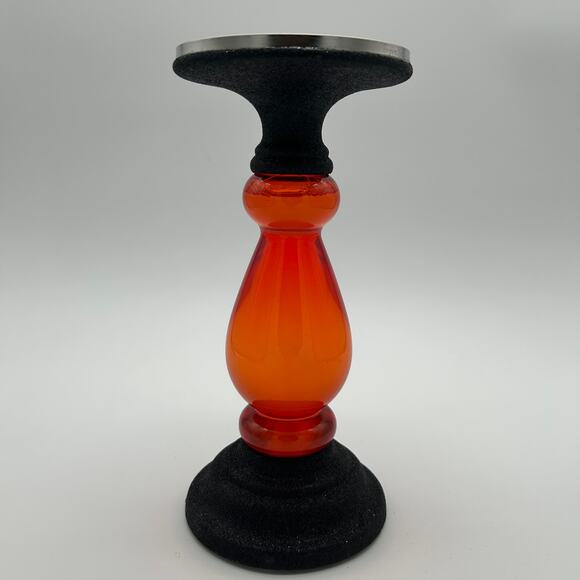 Bath & Body Works Orange Light Up 3-Wick Candle Holder Pedestal Halloween RARE - Picture 1 of 5